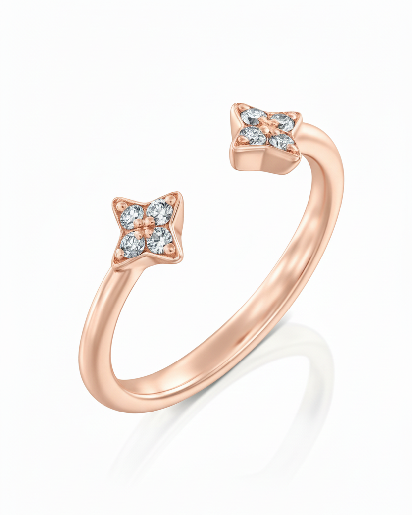 טבעת מרקורי מוגדלת עם יהלומים לבנים