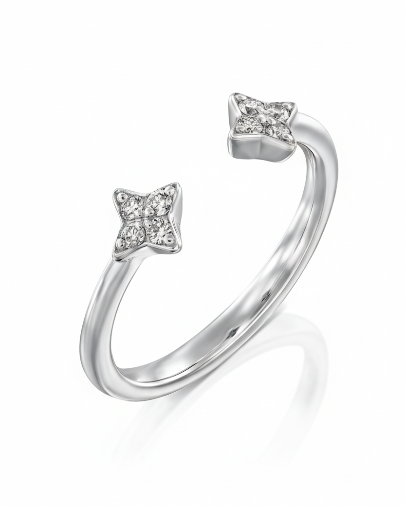 טבעת מרקורי מוגדלת עם יהלומים לבנים