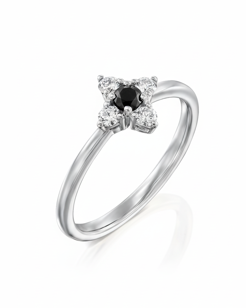 טבעת אליאנה יהלומים שחור לבן