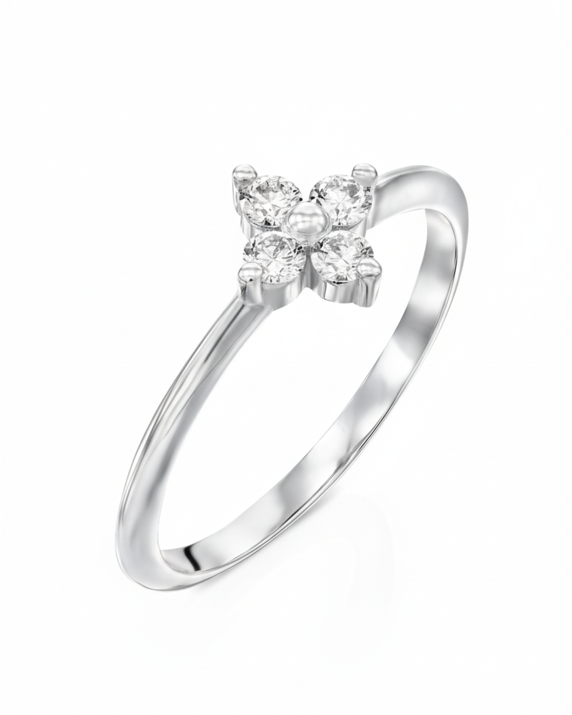 טבעת בת' מוגדלת יהלומים לבנים