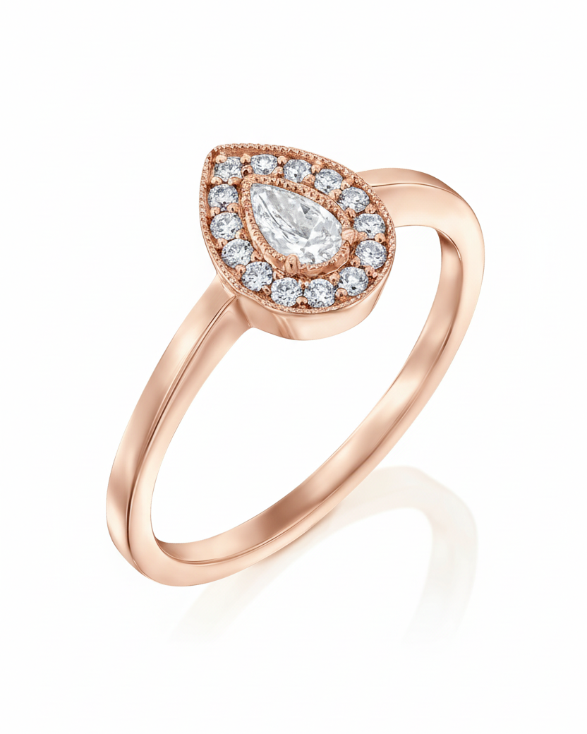 טבעת לונה יהלום לבן