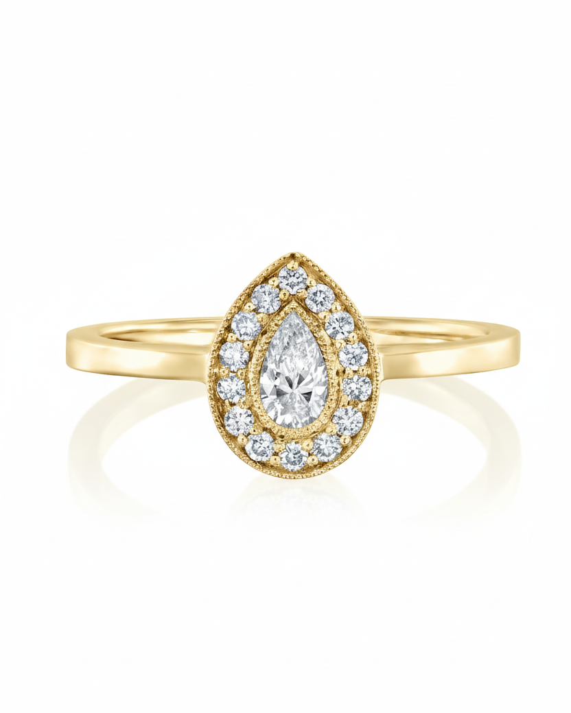 טבעת לונה יהלום לבן