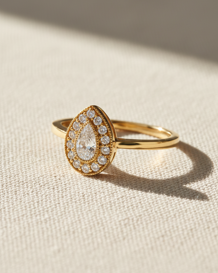 טבעת לונה יהלום לבן