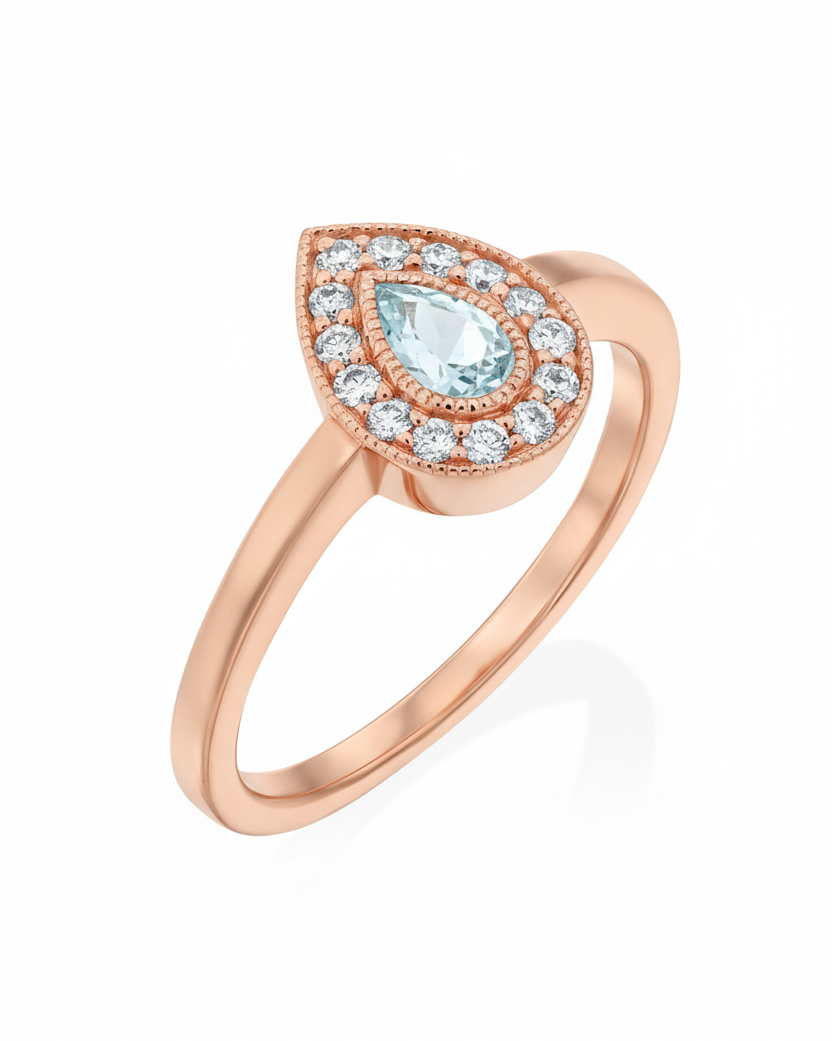 טבעת לונה אקוומרין