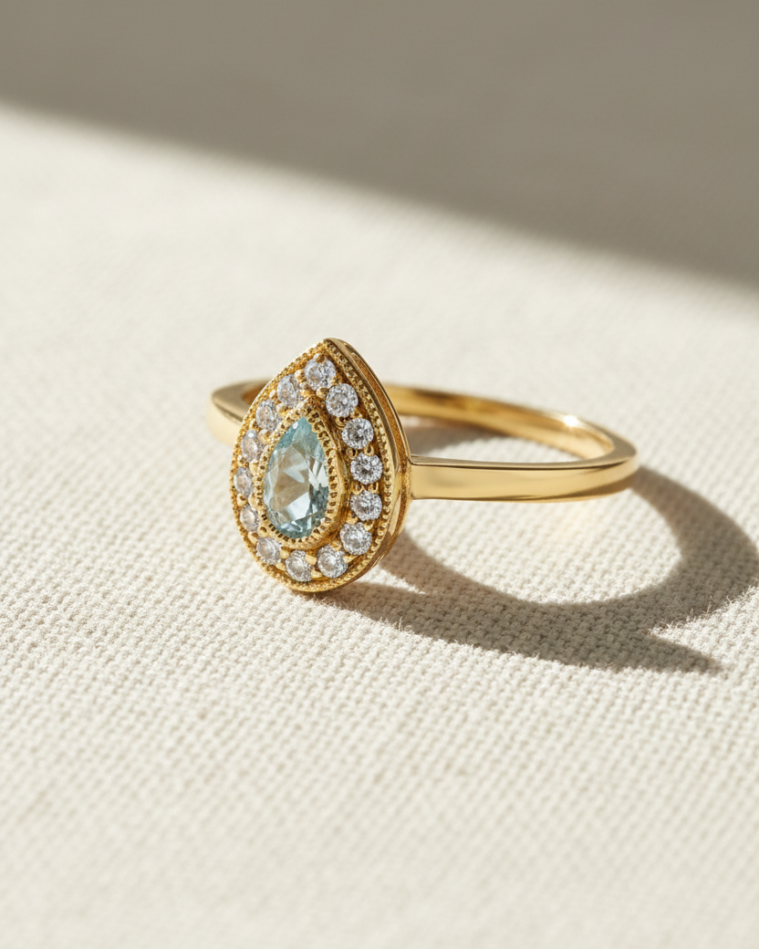 טבעת לונה אקוומרין