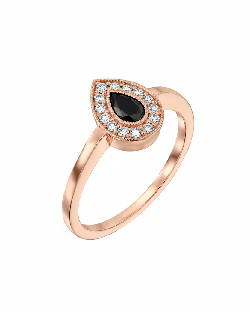 טבעת לונה יהלום שחור