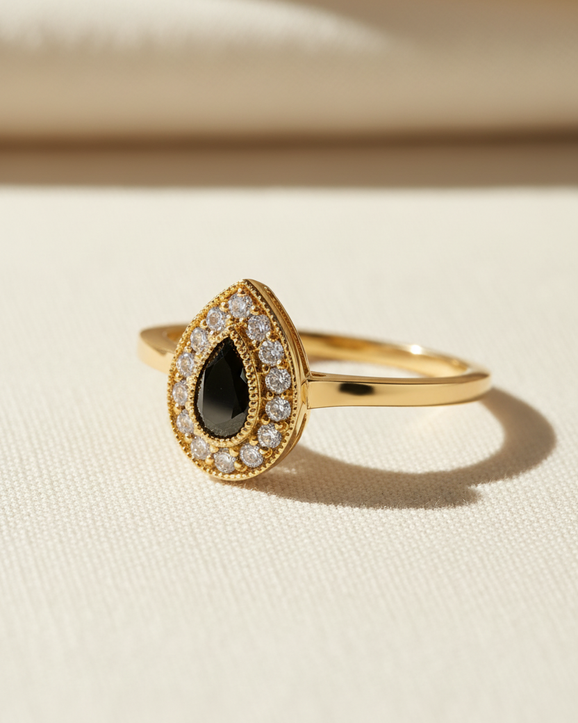 טבעת לונה יהלום שחור