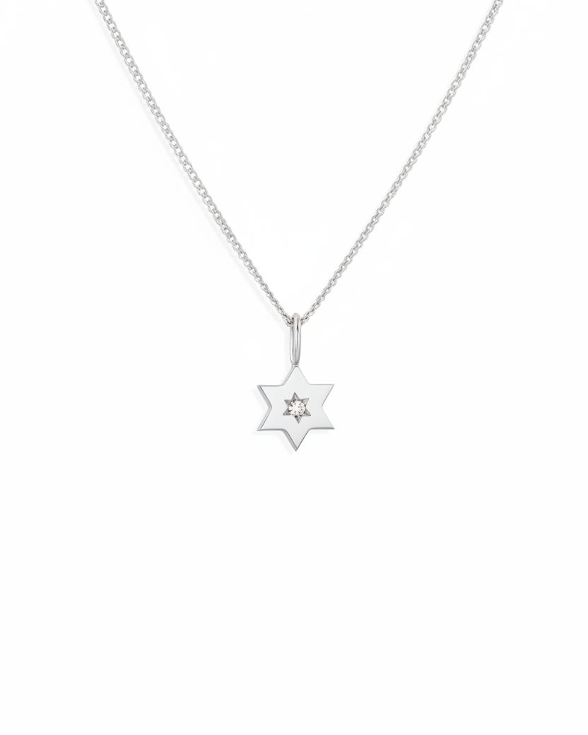 תליון מגן העוטף יהלום לבן