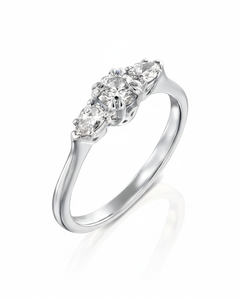 טבעת אמה יהלום לבן 4 מ"מ