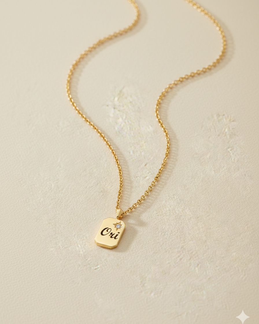 שרשרת דיסקית קטנה עם שיבוץ וחריטה