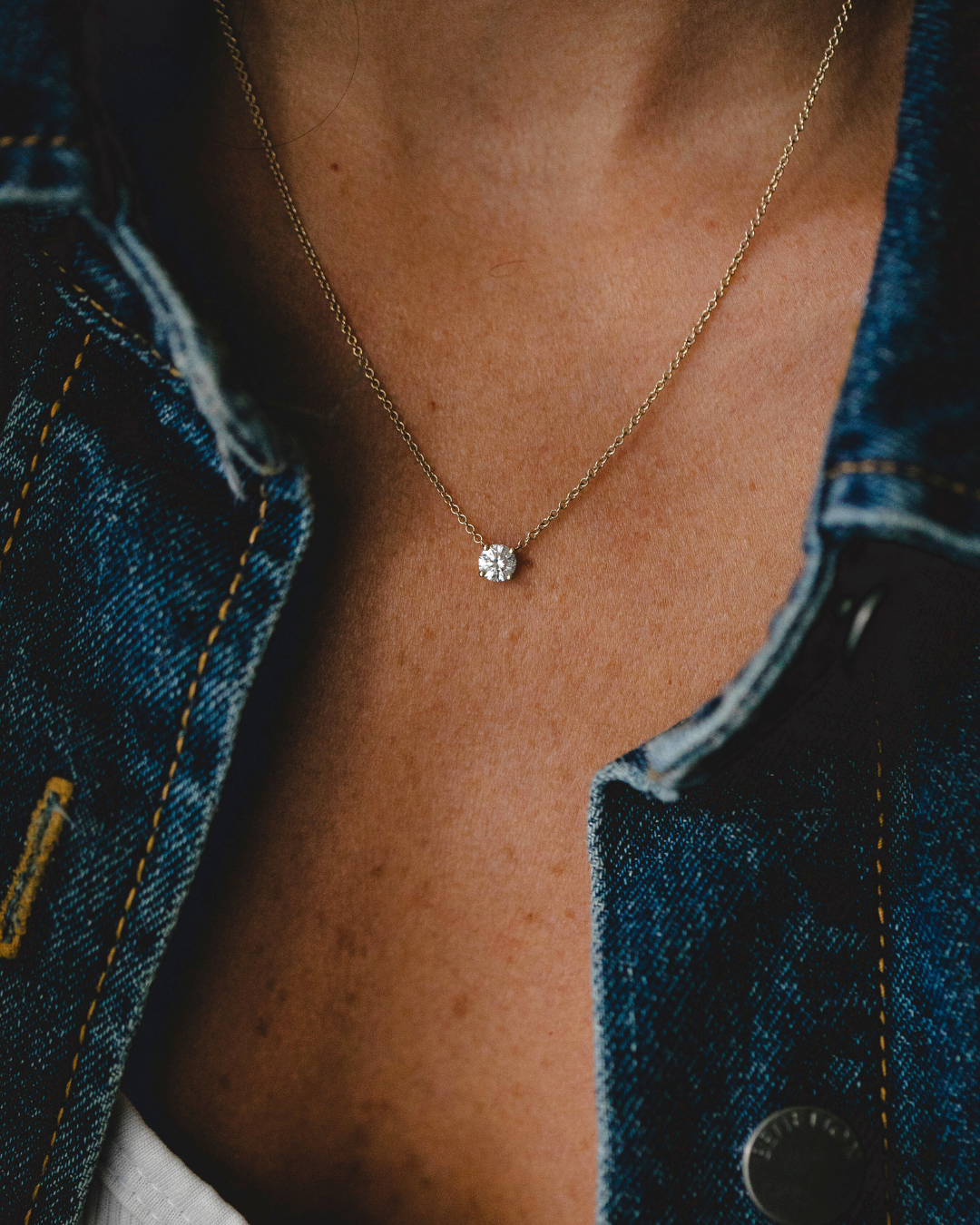 שרשרת אנאבל עם יהלום לבן 5ממ