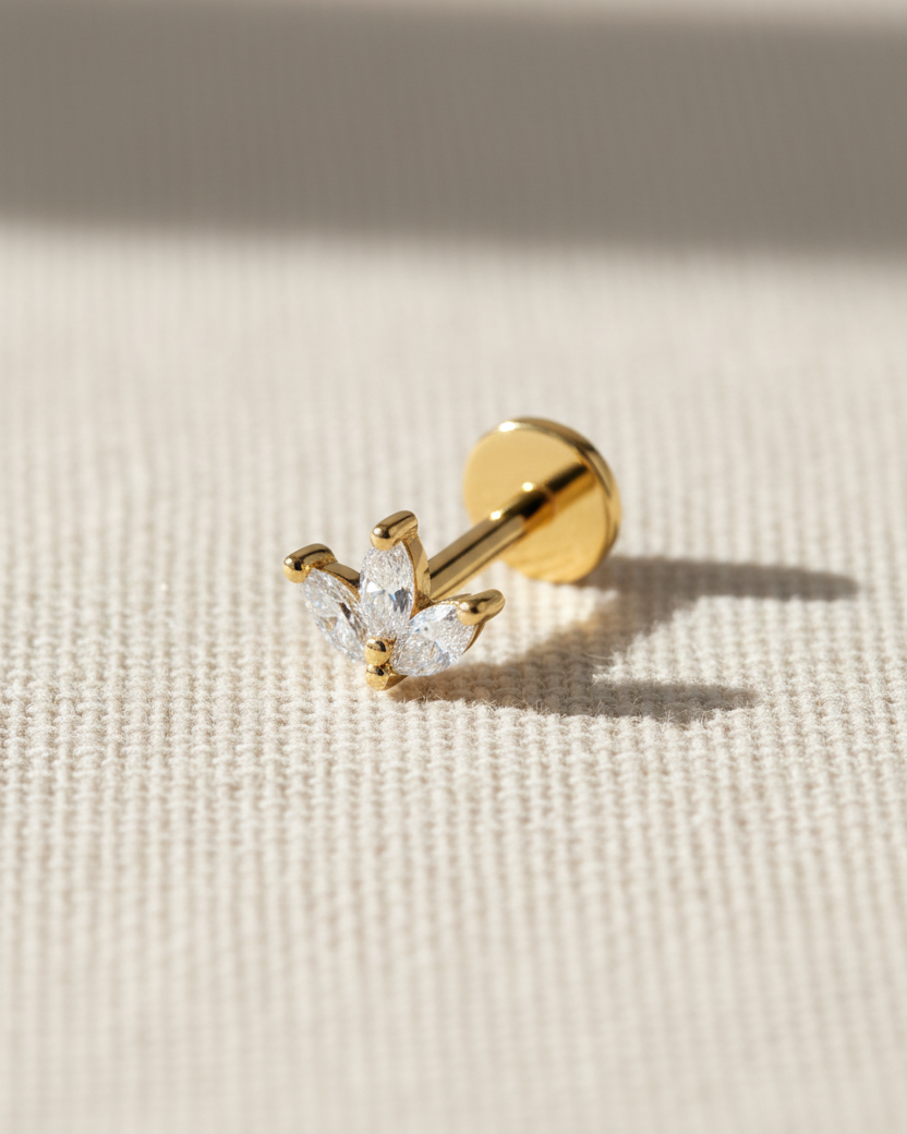 עגיל פירסינג מיני פרנסואז יהלומים לבנים