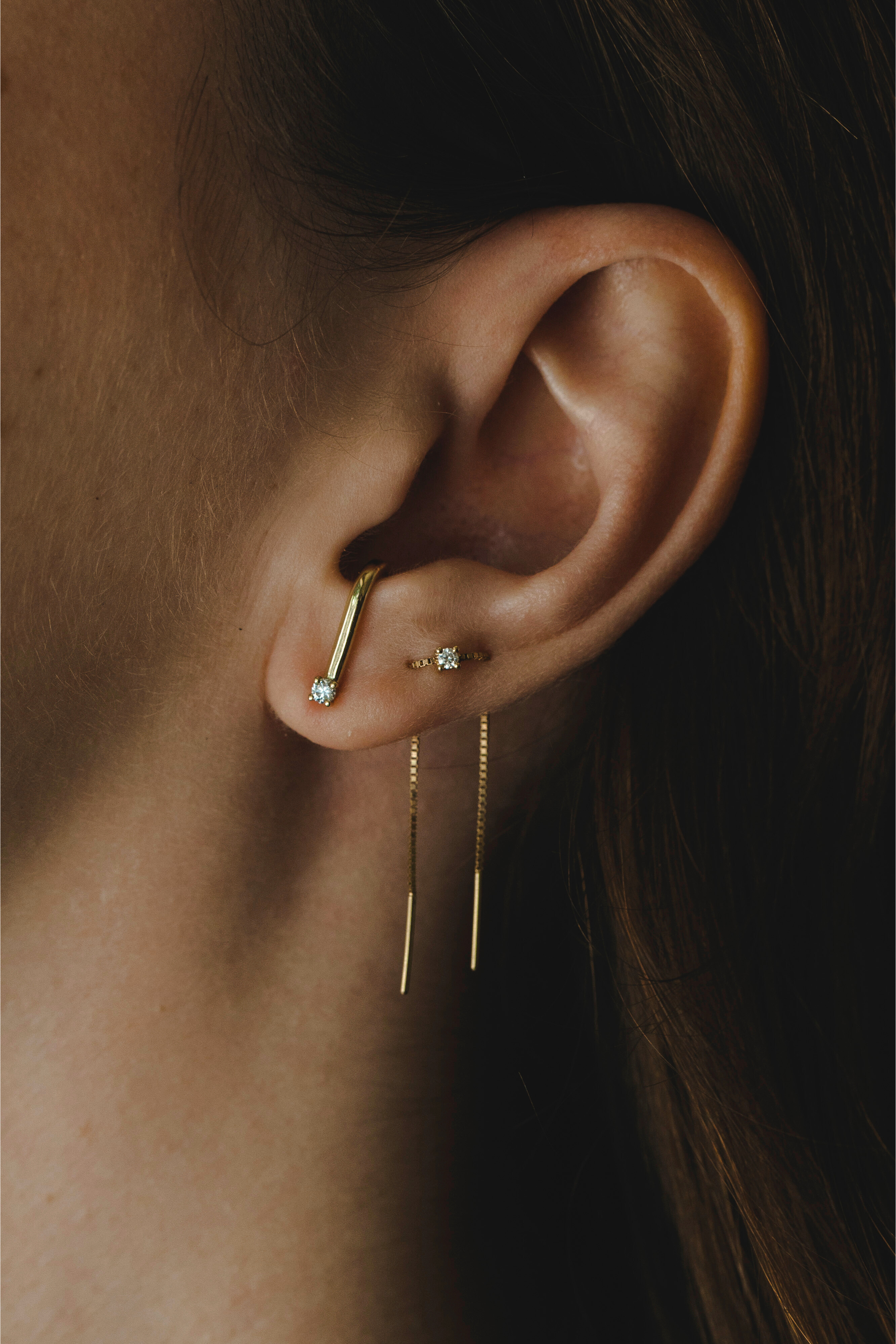 עגיל 14 - יהלום לבן