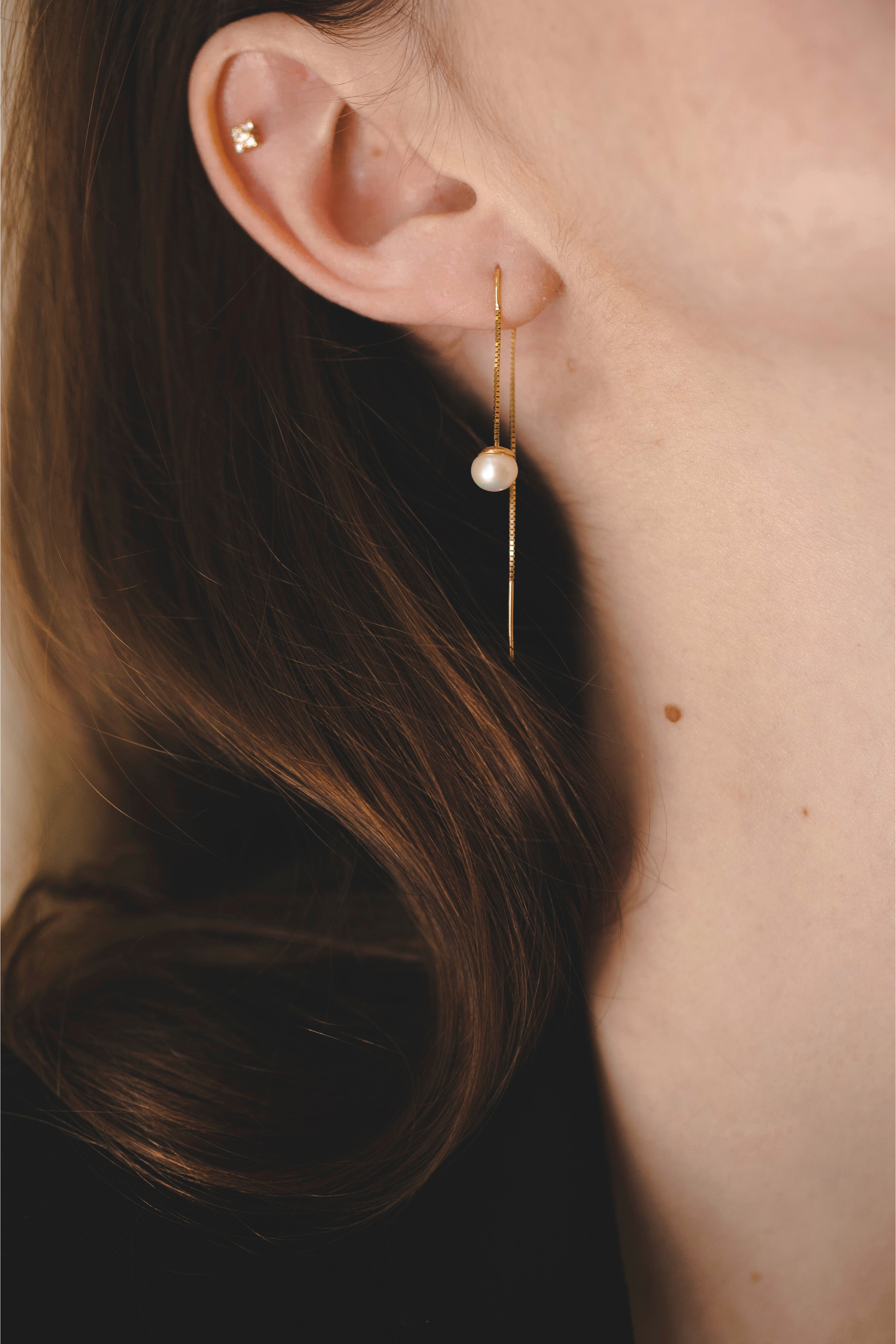 עגיל זהב בלה פרסה פנינה