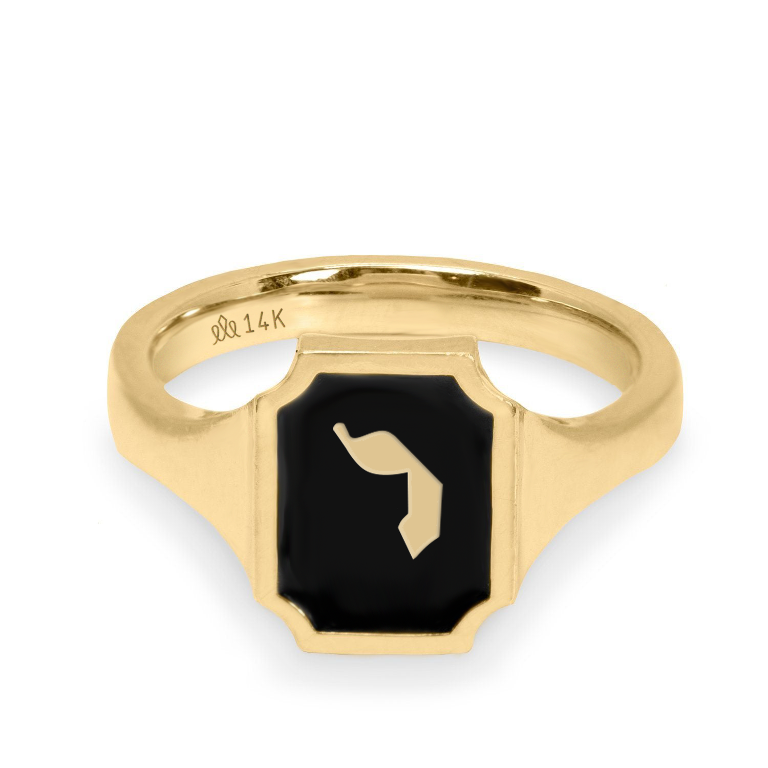 טבעת תום - טבעת אות אמייל שחור