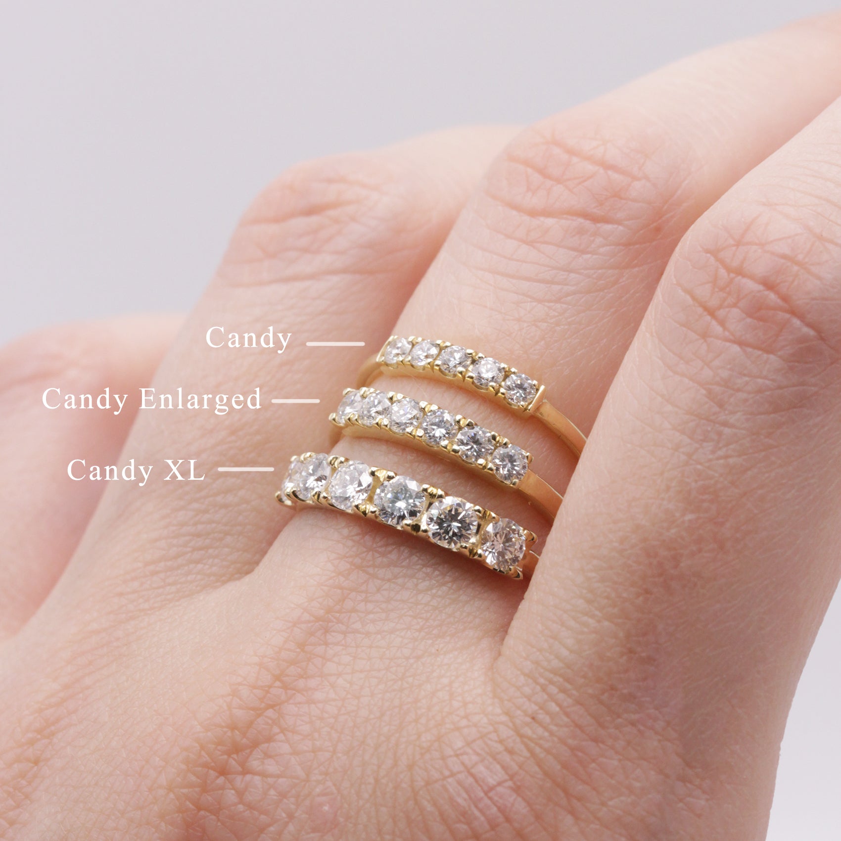 טבעת קנדי יהלומים לבנים - לארג׳