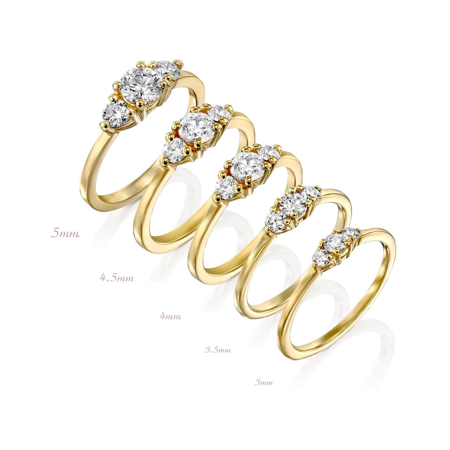 טבעת אודרי יהלומים לבנים 4 מ"מ
