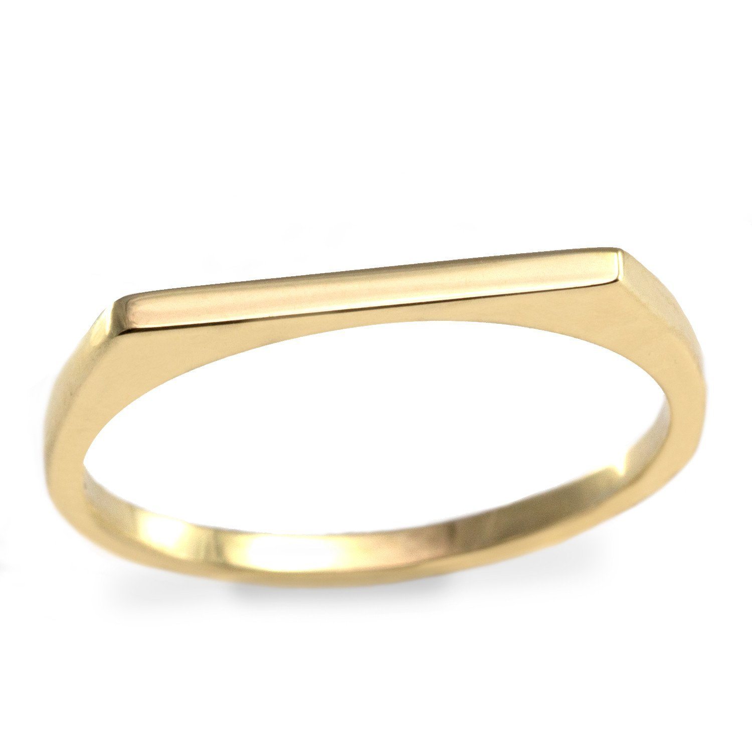 thin gold ring flat top wedding band