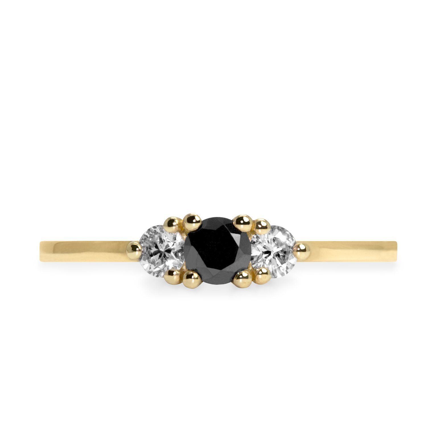 טבעת אודרי יהלומים שחור לבן 3.5 מ"מ
