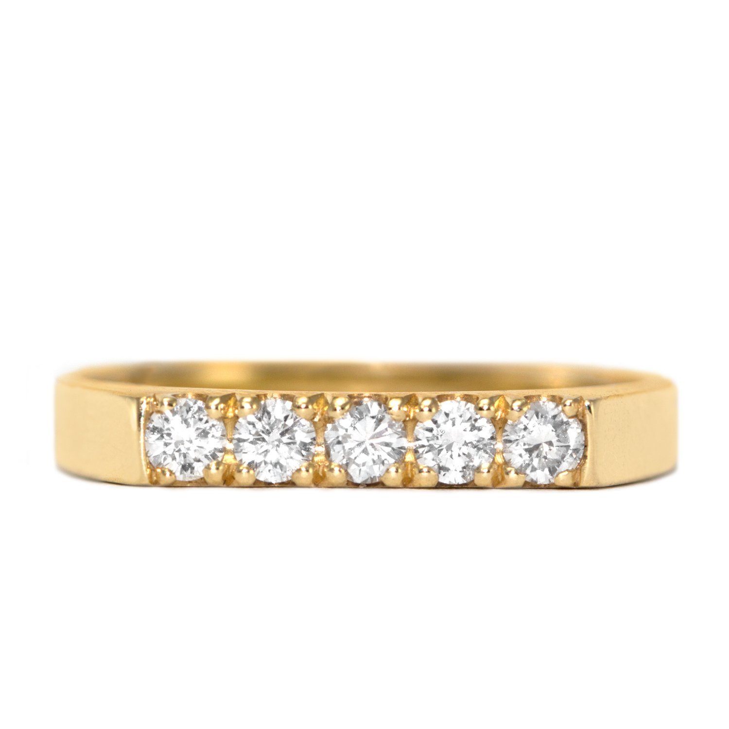 5 diamonds gold ring