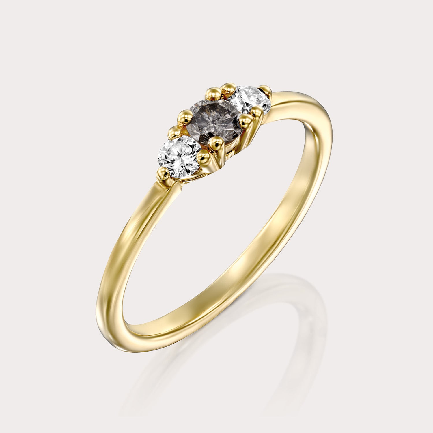 טבעת אודרי יהלום אפור 3.5 מ"מ